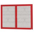 Aarco Aarco Products ODCC4860RIR 2-Door Illuminated Outdoor Enclosed Bulletin Board - Red ODCC4860RIR
